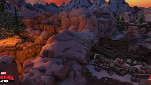 The player encounters a droid in a tank, defeats them, then hijacks the tank and must use its rockets to blow up barriers and progress through "tank commute" sections