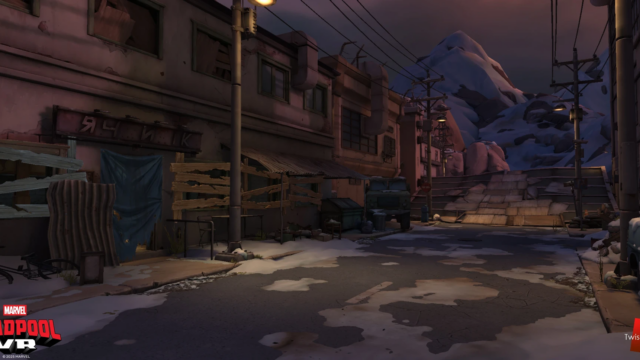 After the diner, the user progresses through mainstreet for more visual story telling and empty play space in between encounters