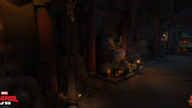 Fork in the Caves leading to a dead-end-lookout point that foreshadows what's next in the level, and the other direction leads to the Waterfall Arena