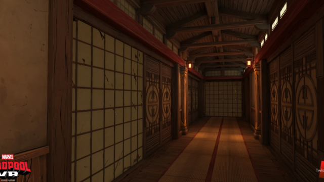 Interior Hallways where members of the hand clan burst through doorways and paper walls to surprise the player for close melee combat.