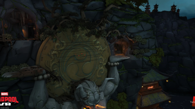 A wall run is required to traverse this transition. I collaborated with environment artists to make this a recognizable landmark to have both form and function. If you fail, you can try again without dying, and it's angled so you can see it from the look-out spot earlier in the level