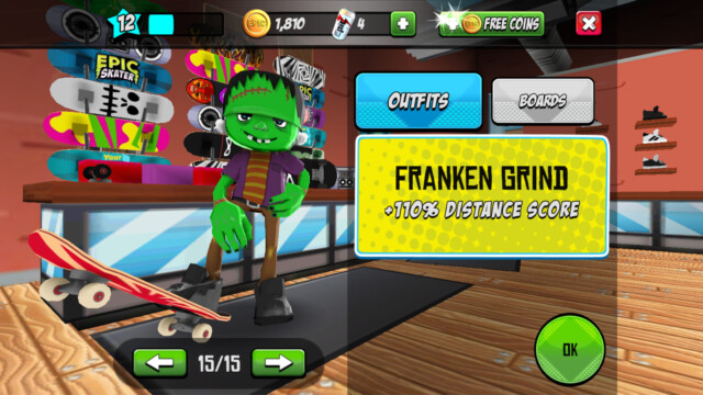 Outfit and Skateboard items added to skateshop for the halloween update